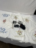 Box Lot/Canon Cameras, Hand Stitched Doilies, ETC