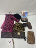 Box Lot/Ladies Clutch Purses, Hats, Air Pod Case, ETC