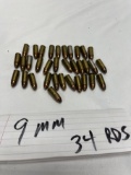(34) Rounds of 9mm Bullets