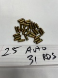 (31) Rounds of 25 Auto Bullets