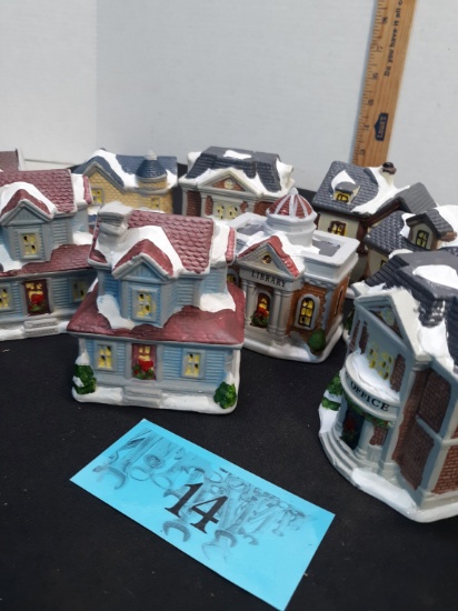 Ceramic Cobblestone Corners Christmas Houses, Qty: 11