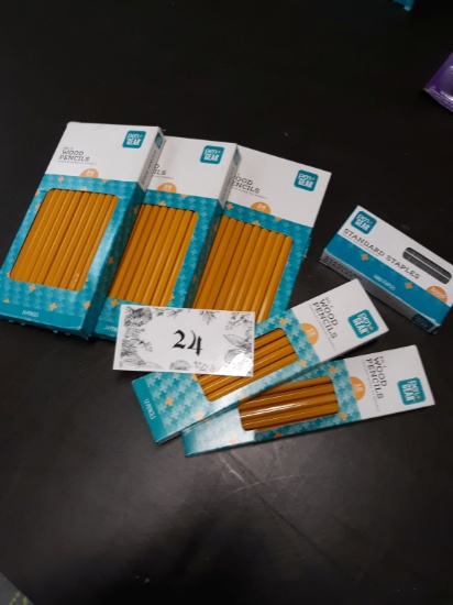 No2 Pencils, 3 packs of 24, 2 packs of 12, staples, NEW
