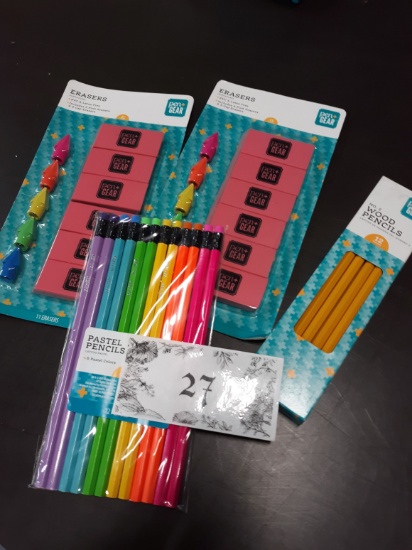 Pencil and Eraser Lot, New