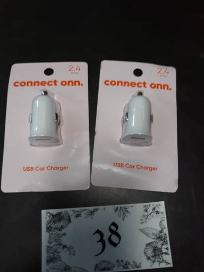 ONN USB car charger, 2x Bid, NIP