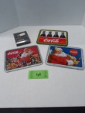 Coca Cola  lot, 3 tin wall décor, double pack playing cards