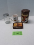 Reese's Tin, mug, Hard Rock Cafe jar, double pack of playing cards in tin