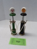 Two antique gas pump doll house models, Conoco
