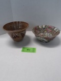 Two décor bowls, one chinese, one hand made stoneware