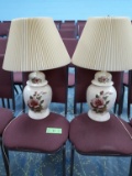 Set of Ginger Jar Lamps w/roses