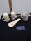 Ceramic salt and pepper, creamer, spoon rest