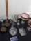 Fancy Glass Lot, Painted glass coaster, wine glasses, etc