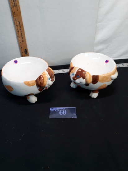 Ceramic Dog Bowls, Qty: 2