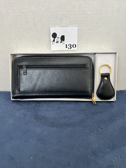 Leather wallet with keychain - new