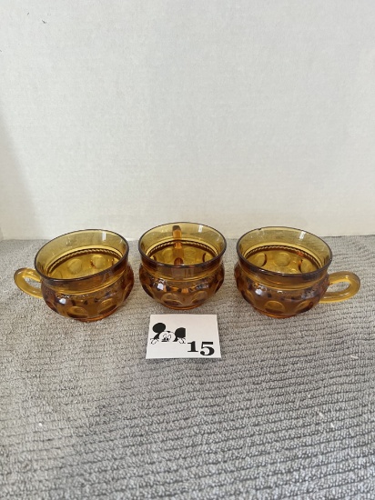 3 pc Indian Thumbprint Kings Crown tea cups
