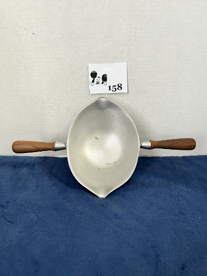 Vintage metal to wooden handled gravy bowl