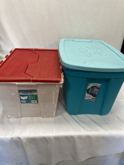 (2) Totes (Flip Lid 12 Gallon and Lidded 18 Gallon)(Local Pick Up Only)