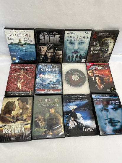 (12) DVDs/The Shallows, American Beauty, Different Loyalty, The Inheritance, Contact, ETC