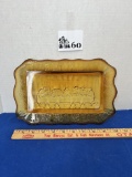 Vintage Tiara Glass Amber Las Supper Bread Platter