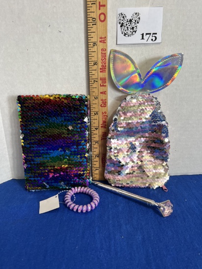 Sequins Book, Mermaid Pen Holder w/ Diamond Pen & Hair Tie