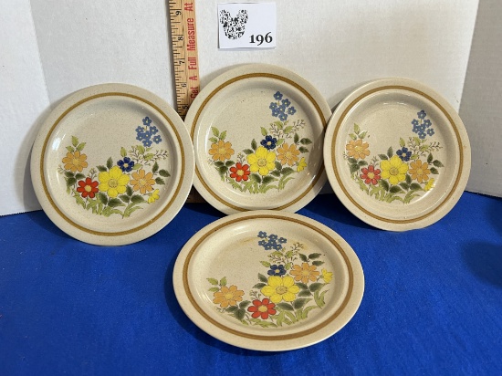 4 Vtg Stone Village Tropicana Stoneware Plates
