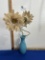 Blue Vase w/ Burlap Sunflowers