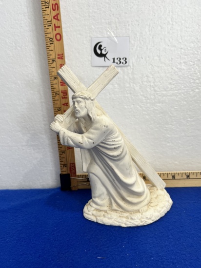 Ceramic Jesus With Cross Statue