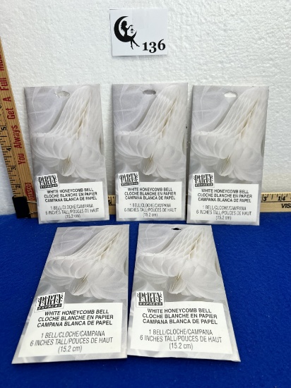 White Honeycomb Bells - set of 5