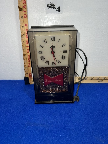 Vtg Budweiser Lighted Bar Register Clock/Sign - works