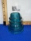 Blue/Green Bell Shaped Glass Electrical Insulator