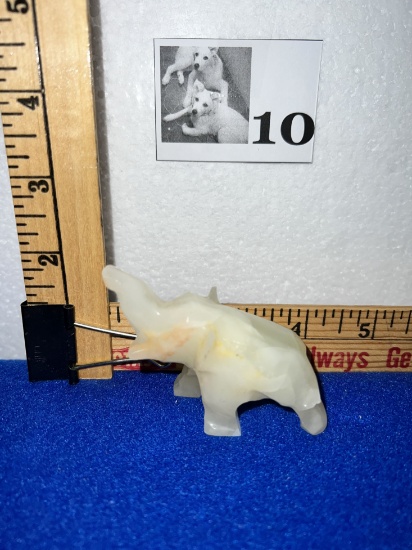 Vtg Onyx Marble Multi-Tone Stone Carved Elephant Figurine 2 1/4"