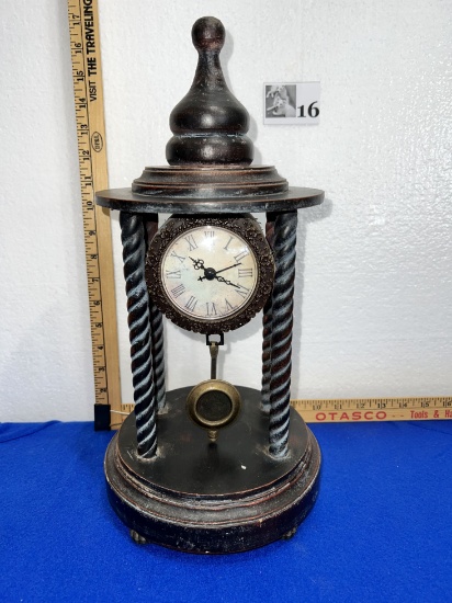 Vtg Wooden Standing Table Clock 17"