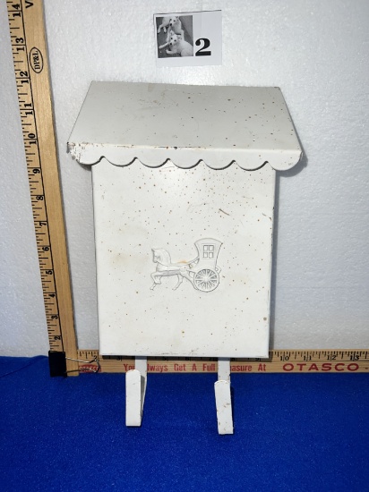 Vtg Tin Metal Hanging Mailbox
