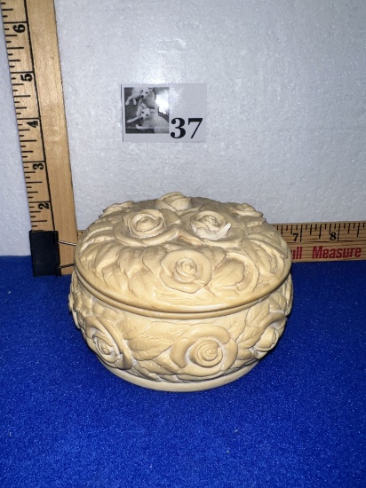 Vtg Floral Ceramic Trinket Box