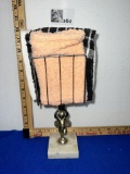 Vtg Marble & Metal Angel Hand Towel Holder w/ Towels