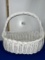 Shabby Chic Large White Wicker Basket 17”
