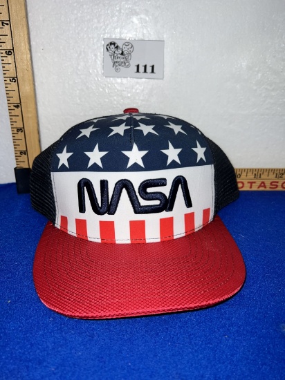 NASA Mesh Baseball Cap Hat Trucker American Flag Stars 3D