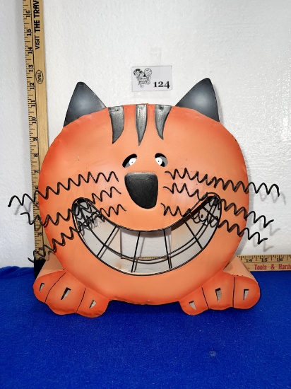 Metal Pumpkin Cat Candle Holder Decor 12"