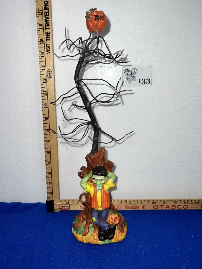 Vintage Spooky Hollow Porcelain Halloween Tree 1996 Frankenstein
