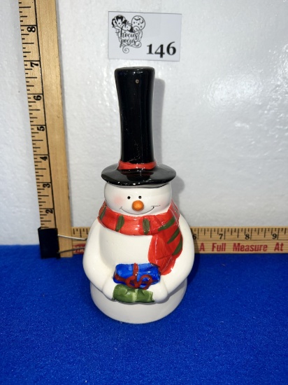 Ceramic Christmas Snowman Bell