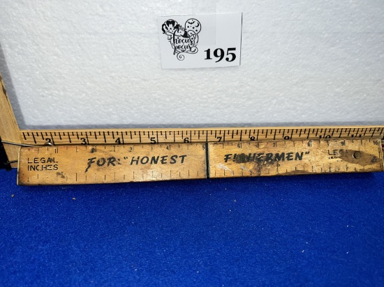 Vtg Wood Fish Measuring Stick w/ Built in Knife