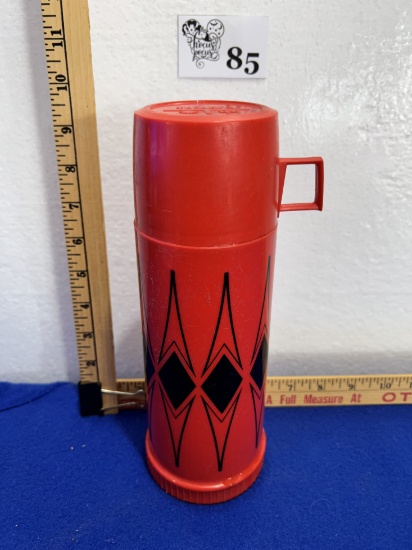 Vtg 1960s Aladdin beverage thermos red & black diamond