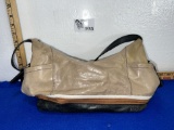 The Sak Kendra Tan, White & Black Leather Hobo Purse