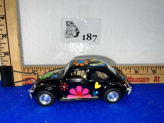 1967 Classic Volkswagen VW Beetle Diecast Pull Back To Go Toys - Flower Power