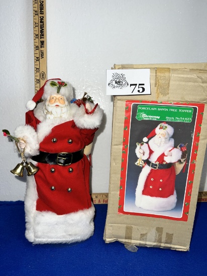 Vtg Porcelain Santa Tree Topper