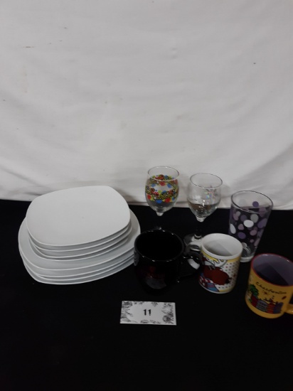 Misc Lot, cups, glasses, Microwave plates