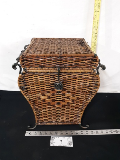 Decorative Basket, wicker and metal, good shape