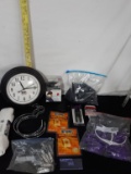 Misc Lot, Big Lots Clock, hand warmers, staple removers, ear covers, etc