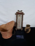 Thermometer, pottery, tin bucket