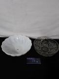 Vintage Glass Bowl, Vintage White Light Shade