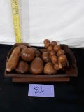 Vintage Wooden Fruit in Wooden Bowl